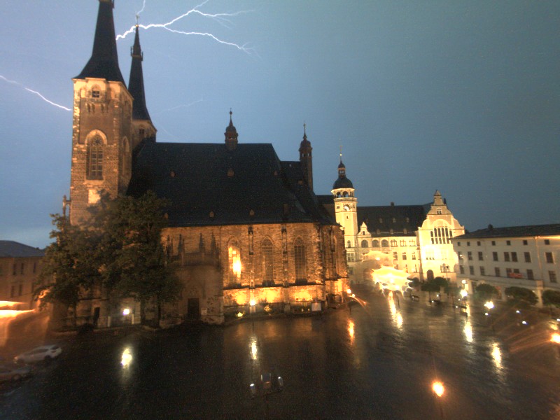 Blitzeinschlag in eine Turmspitze der Jakobskirche am 05.07.2015