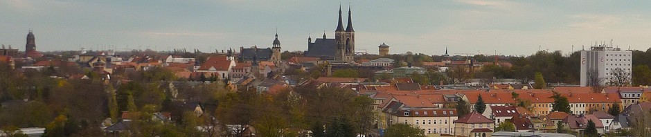Wohnungen mieten in Köthen - Skyline der Stadt mit Schloß, Rathaus, Kirche, Hochhaus der Hochschule