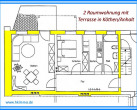 Grundriss - Stilvolle 2-Raum-Wohnung mit Terrasse in Hochparterre