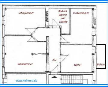 Schöne 3-Raumwohnung mit Balkon in Hochschulnähe - Grundriss (365857)