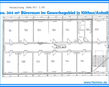 244 m² Büroetage im Gewerbegebiet in Köthen zu vermieten - Grundriß OG1 (365518)
