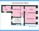 Grundriss - 2 Raumnwohnung mit Dusche im 1. OG in Köthen