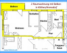 Grundriss-1-Raum-Wohnung - Kleine Wohnung mit Balkon in Arensdorf bei Köthen
