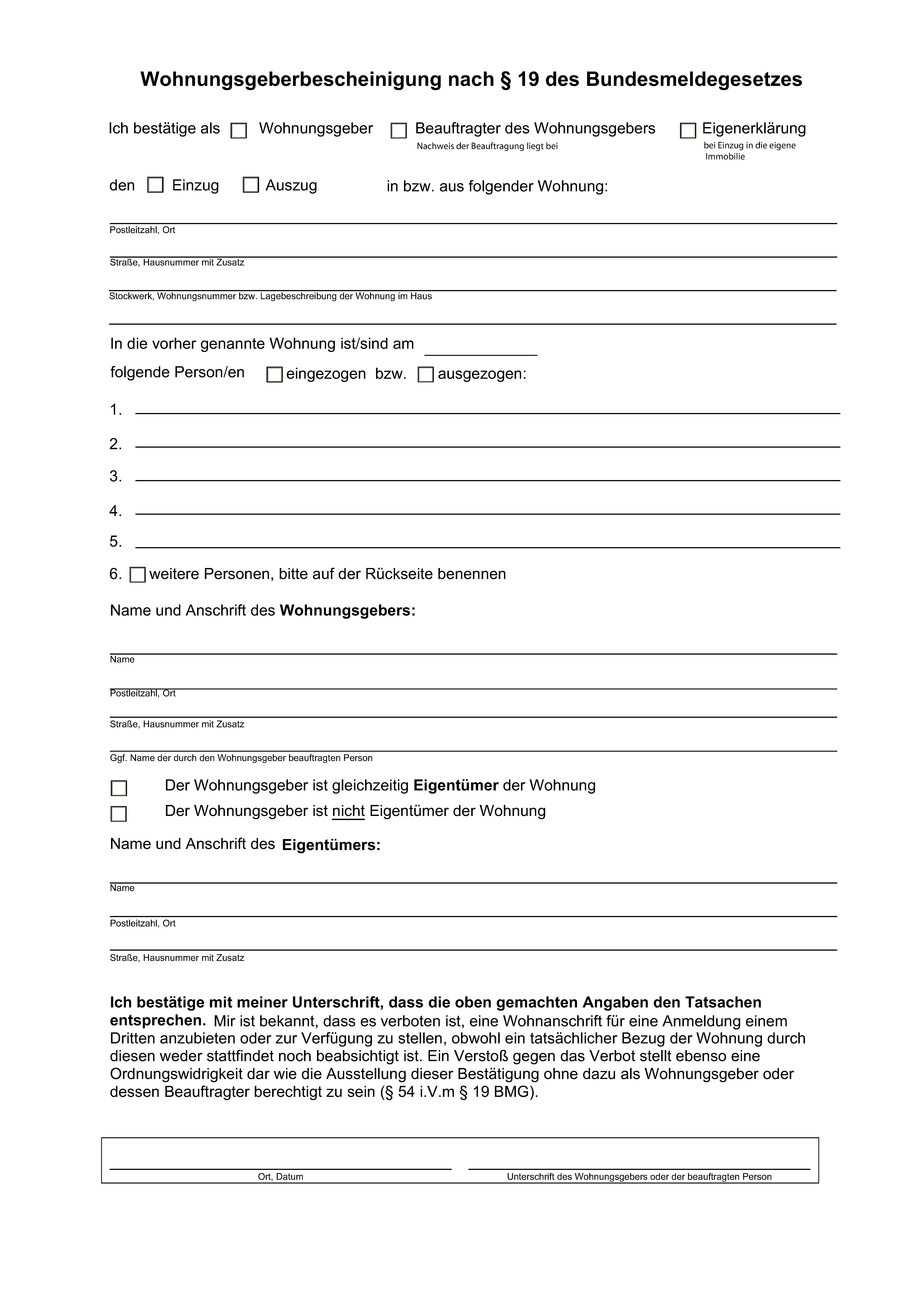 Wohnungsgeberbescheinigung